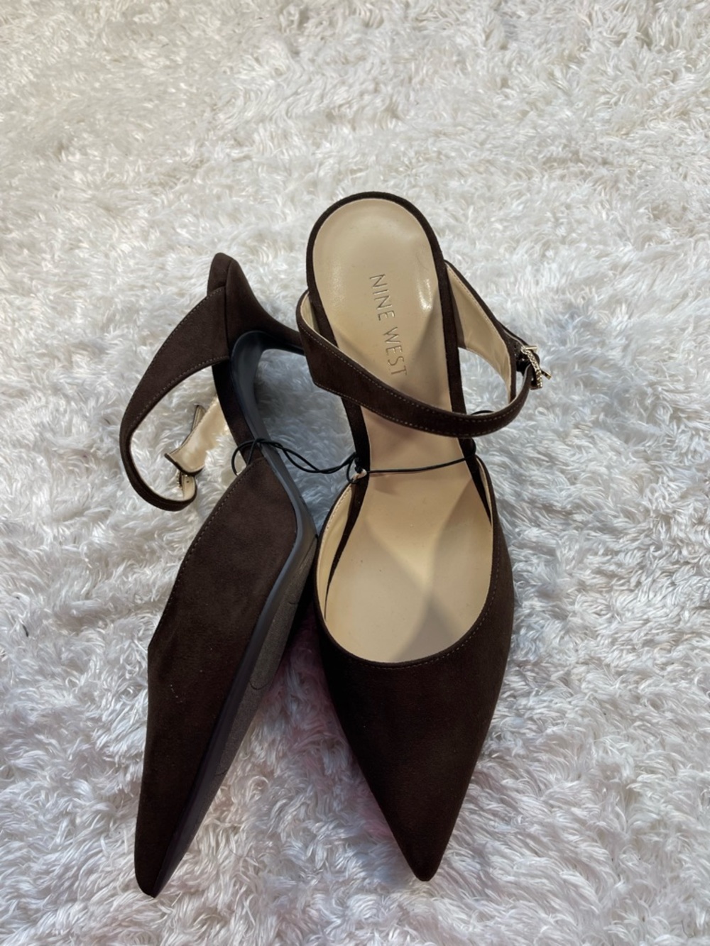 Nine West Dark Brown Pointed-Toe Slingback Heels - Picture 4 of 6